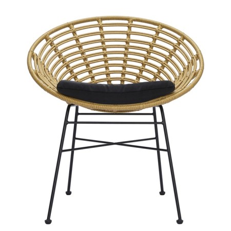 Vetle Round chair, 720 × 600 × 750 mm, artificial rattan, beige color / black-6