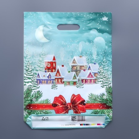 New Year. Package "Snow City", polyethylene with a cut pen, 40x31 cm.-1