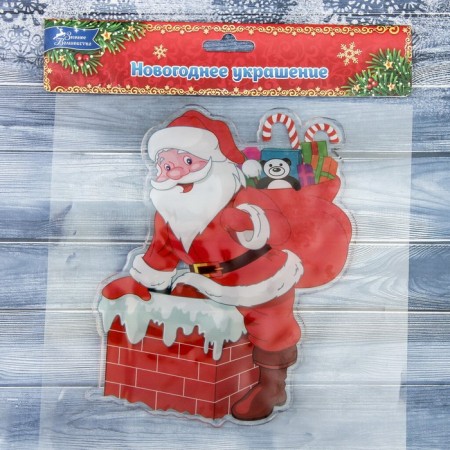 Santa Claus in a chimney glass 14x17 cm, red-1