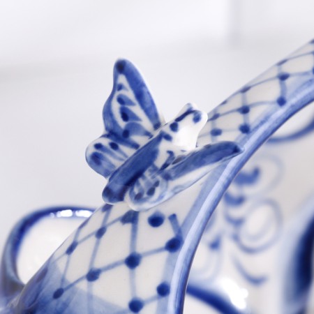 Gzhel candy "Victoria", white-blue, ceramics, 14 × 26 cm,-4