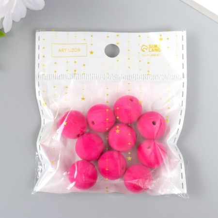 Beads for creativity velvet spraying "dark pink" set 10 pcs d = 1.4 cm-3