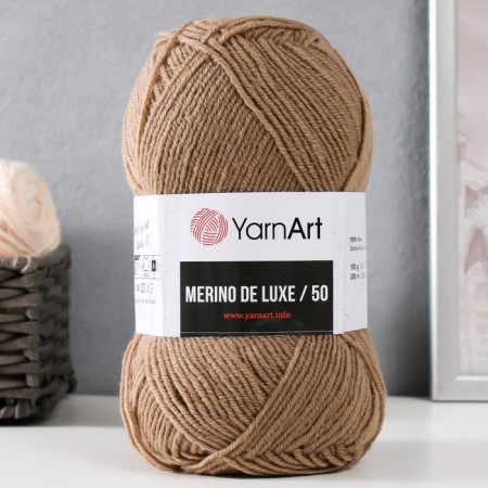 Yarn "Merino de Luxe 50" 50% wool, 50% acrylic 280m/100g (218 gray-beige)