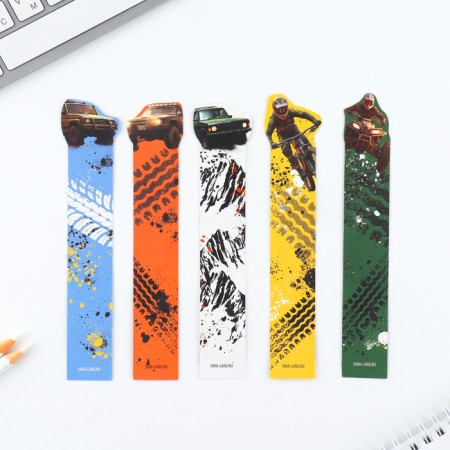 A set of cardboard figured bookmarks, 5 pcs "Machine"-3
