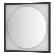 A mirror in a baguette frame with a 12 W LED light, 60x60 cm, sensory switch, warm white light,