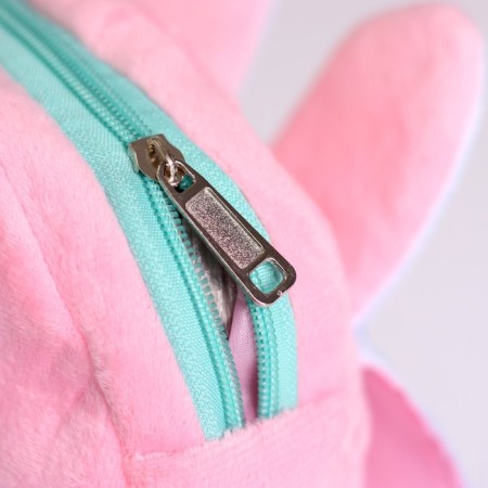 Baby plush backpack for the girl "Hare", with a pocket, 22x17 cm, for the New Year-5