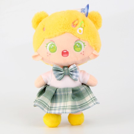 Soft toy "doll" with a hairpin, 25 cm, yellow color