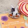 Brooch "Rabbit" Rush cheeks, white-orange color in gray metal