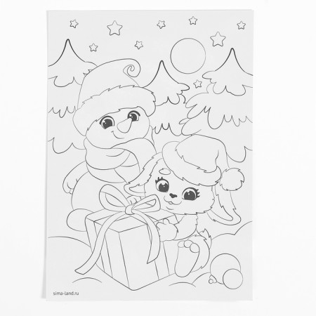 Application with rhinestones for the New Year for children "Snowman", A6, New Year's set for creativity-2