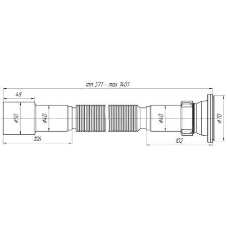 Hofrosif "Ani Plast" G116, 1 1/2 "x 40/50 mm, elongated, l = 571-1401 mm-2