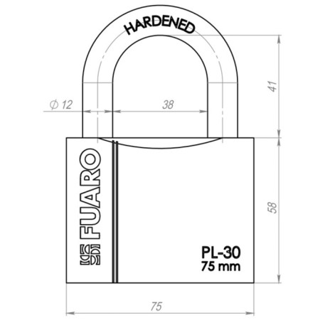 Castle of hinged Fuaro PL-3075, 75 mm, 3 English keys-1