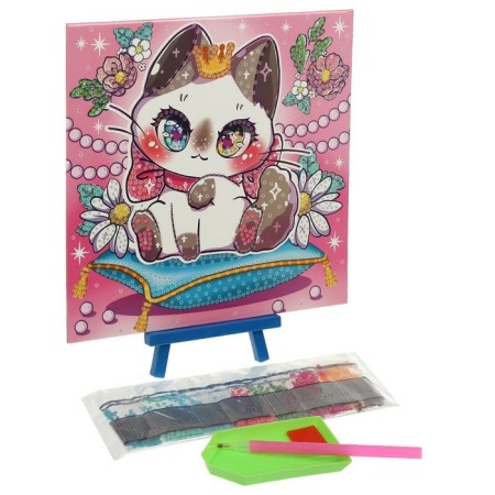 Set for children's creativity, diamond mosaic "Cute pussy", 20 × 20 cm-2