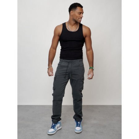 Cargo jeans men, size 46-48, dark gray color-10