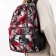 Youth backpack from textiles, 3 pockets, gray/red color