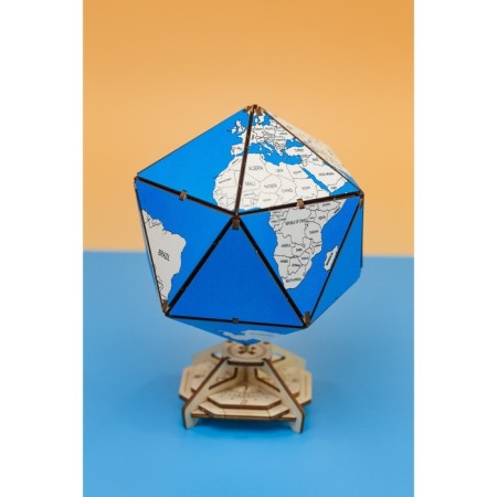 Designer Wooden 3D Ewa Globe Icosahedron with a secret (box, safe) blue-13