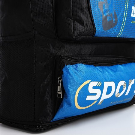 A backpack on a zipper with an increase, 55l, 5 external pockets, blue color-7