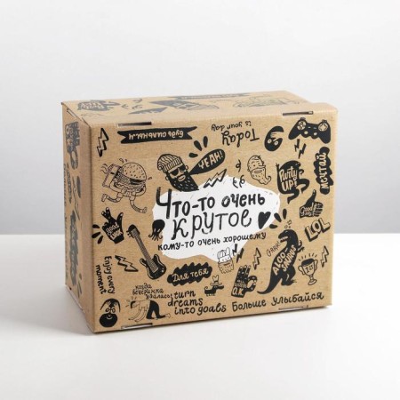 Gift folding box, packaging, “craft”, 31.2 x 25.6 x 16.1 cm-2
