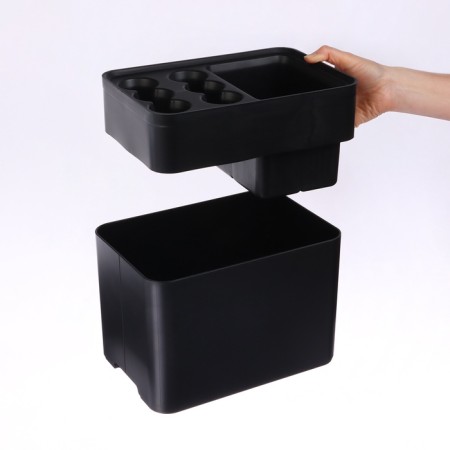 Umbrella stand, plastic, 6 round, 4 square departments, 18 × 18 × 26.5 cm, black-5