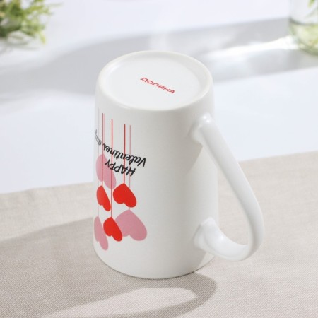 Porcelain share mug "Valentine in love", 380 ml, white color-3