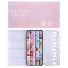 Watercolor paints, mother -of -pearl, in a metal box, 48 colors