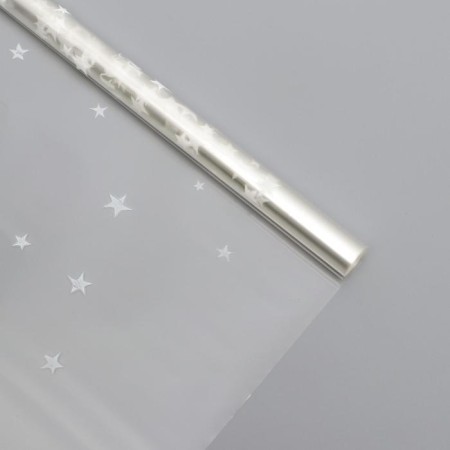 Flower Flower Flower Packing Glossy "Stars", silver, 1 x 5.2 m, 200 g