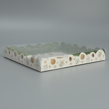 Box for confectionery products with PVC Happy New Year, 21 x 21 x 3 cm, new year-2