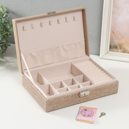 Casket to the leatherette for jewelry "Dairy" Combined 26.7x18.5x7.5 cm-2
