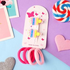 Caramel hair set (4 elastic bands, 2 clamps) ice cream, 3.5x2.5 cm, pink
