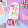Caramel hair set (4 elastic bands, 2 clamps) ice cream, 3.5x2.5 cm, pink