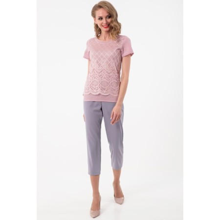 Female trousers, size 48, gray color-1