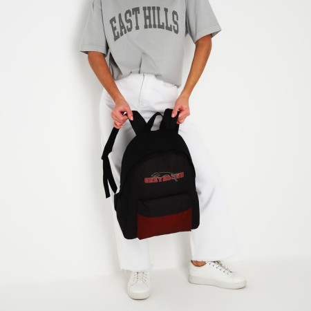 Backpack Bookhound School Textile, with pocket, black/burgundy color-8