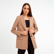 Jacket female single -breasted mist size 50, beige color