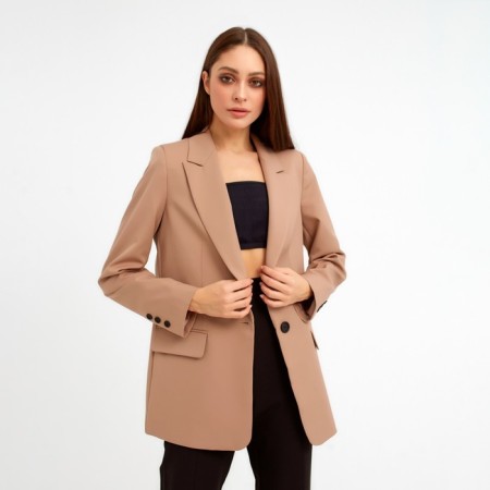 Jacket female single -breasted mist size 50, beige color