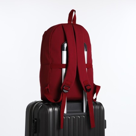 School backpack of textiles on lightning, Fulldorn, 3 pockets, burgundy color-4