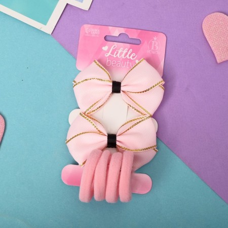 Hair Sofia "Sofia" (4 elastic bands, 2 clamps) Bow Brill, pink