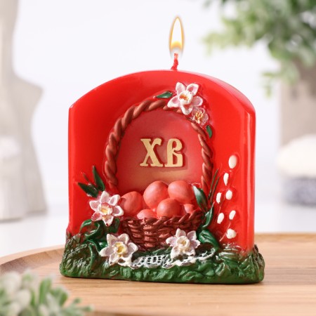Easter curly candle "Festive", 9.5x9.5 cm, 160 gr, mix