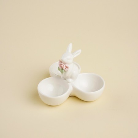 Porcelain Mengoritsa SL Home "Rabbit", 3 cells, 30 ml, 11.5 × 9.5 cm, white color