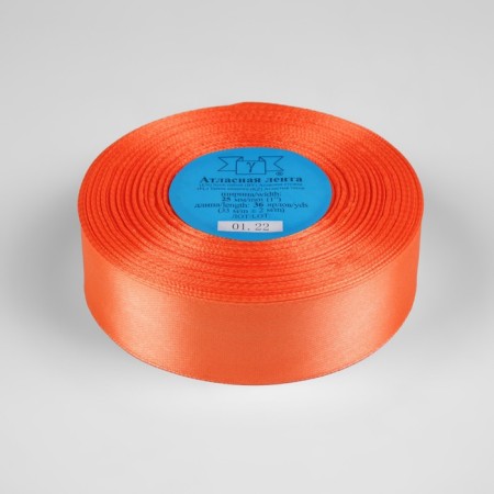 Satin tape, 25 mm × 33 ± 2 m, color orange No. 023-1