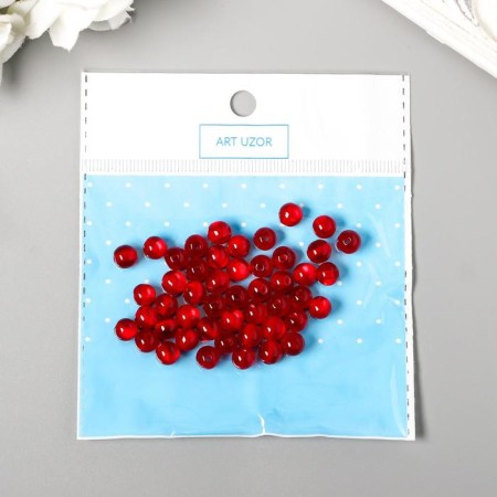 Beads for creativity round "ruby red" set 10 grams 0.7x0.7 cm-2
