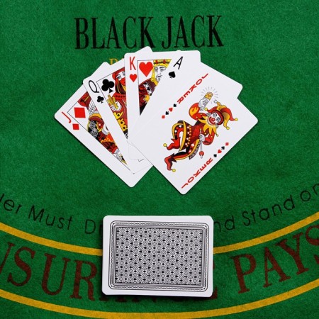 Plastic playing cards "8012", 54 pcs, 28 μm, blue, 6.3 x 8.8 cm-1