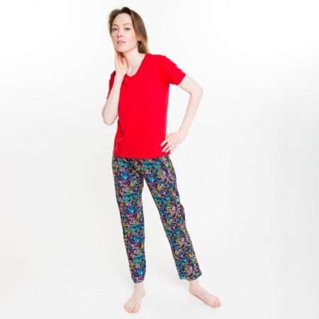 Female set (T -shirt/pants), red/butterfly, size 46-4