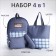 Set of a backpack with a zipper, core, bag, cosmetic bag, blue color