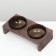 Double stand with dark glass bowls 30 x 14.5 cm x 6.5 cm 2x250 ml, wenge