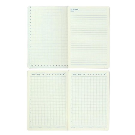 Diary Lowed Western A5, 136 sheets in a cage, leatherette, blue, blue cut, with an elastic band, 2 lies, perforated corners-6