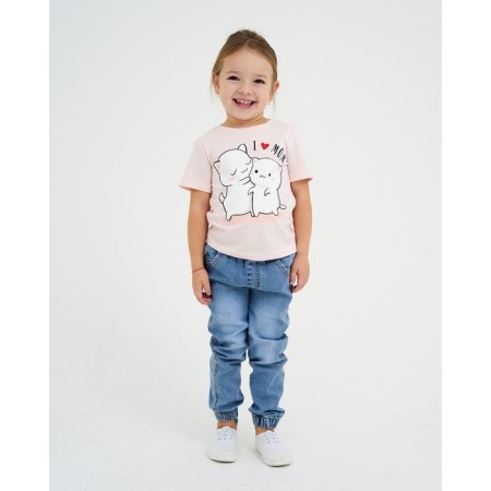 T-shirt Children's KAFTAN "Love Mom" ​​R.34 (122-128), pink-1