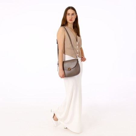 Women's bag on the Textura valve, medium size, color gray-9