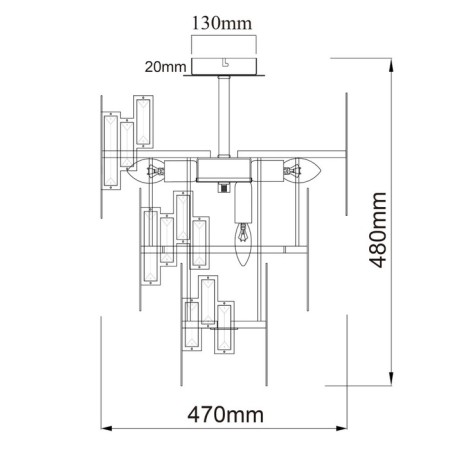 Monarch chandelier, size 47x48x47 cm, 200W 5XE14 IP 20-4
