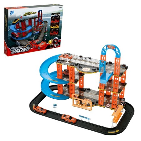 Parking Racing, with an elevator, 4 cars, 3 levels