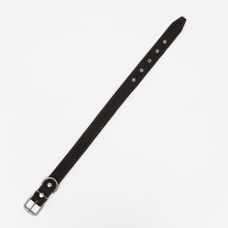 Leather collar with embossing on synthetic winterizer, 70.5 x 3.5 cm, Osh 45-60 cm, black-2