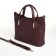 Bag-tout, 2 parts on zippers, external pocket, long belt, burgundy color