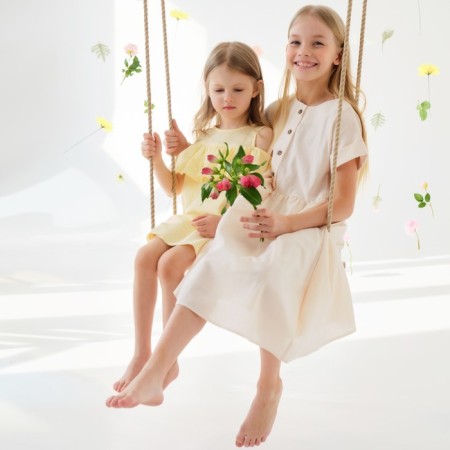 Платье для девочки MINAKU: Cotton Collection цвет желтый, рост 122-4
